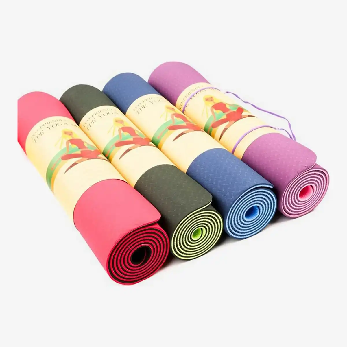 Sansd High Density Thick Yoga Mat Durable 4/6/8Mm Kids Yoga Mats Custom Eco Friendly Travel Yoga Mat Tpe With Strap