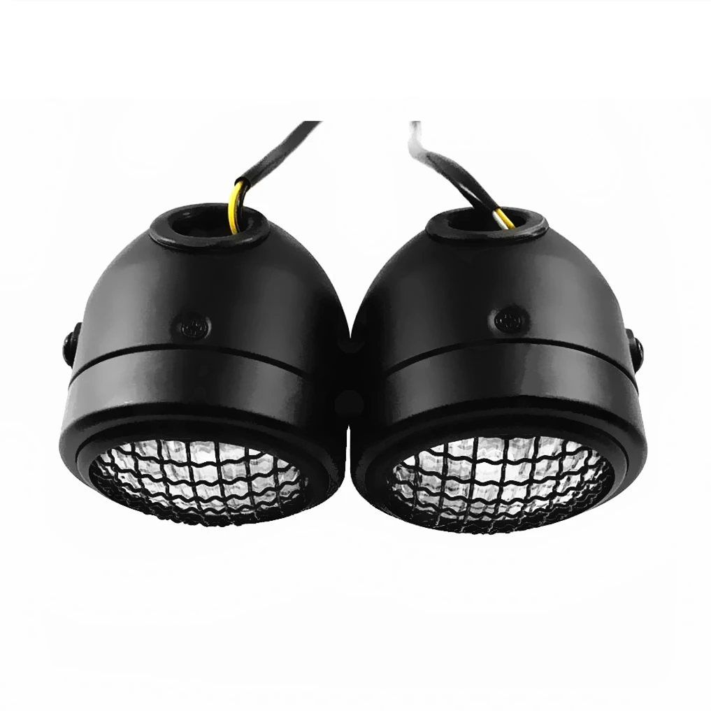 Twin Round Black Mesh Classic Motorcycle Headlight for Cafe Racer