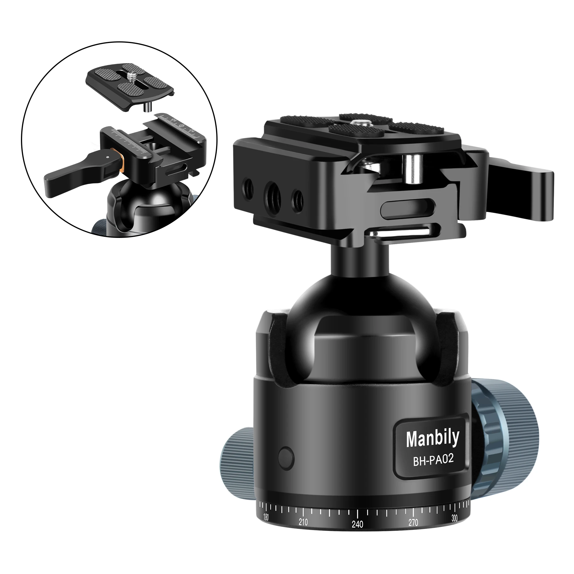 Outdoor Adventure Hunting Ball Head Mount Panoramic with Quick Release Plate for Shooting Tripod
