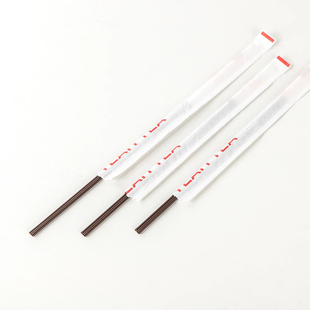 LOKYO Factory price wholesale disposable pp hot drinks sip sticks three holes plastic coffee stirring rod straw with wrapped