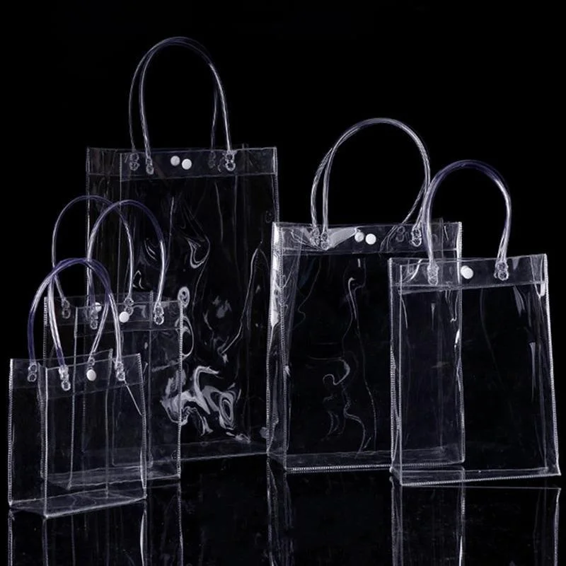 custom logo  PVC Gift Packaging snap closure plastic pvc clear bag