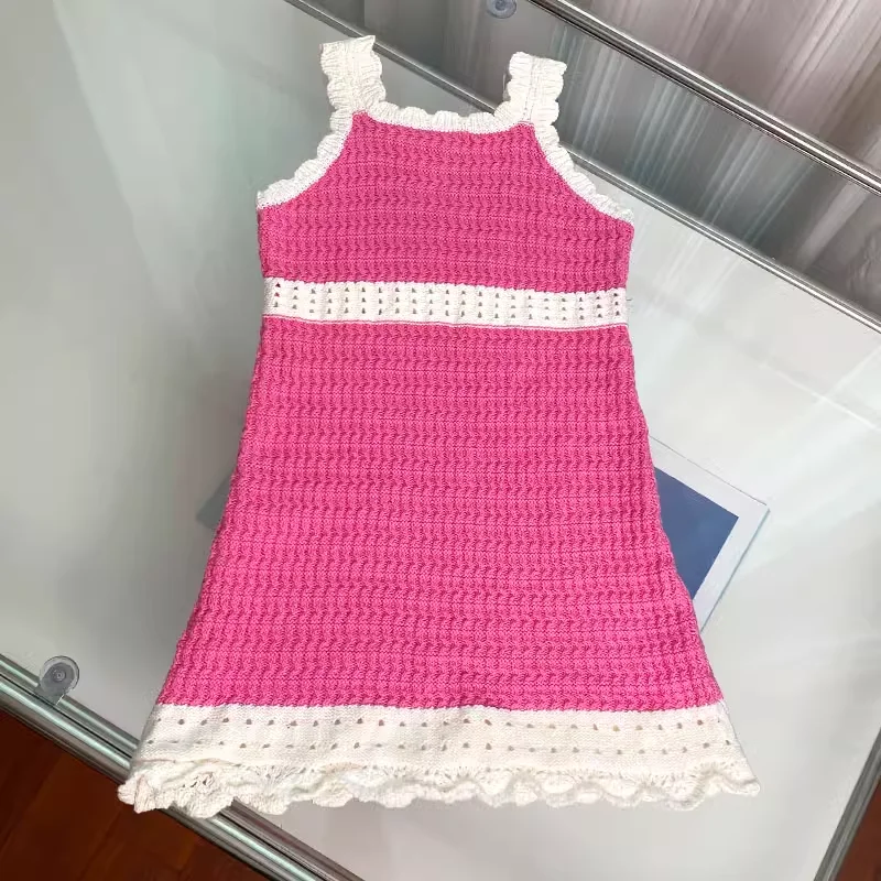 Knitwear Manufacturers Sleeveless Summer and Spring Factory Custom New Fashionable solid color kids girls Sweater crochet dress