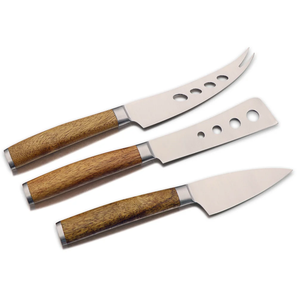 High End 3 Pieces cheese Knife Set Wooden Handle Cheese Fork Cutter Slicer Excellent Cheese Spreader Knives Board Set