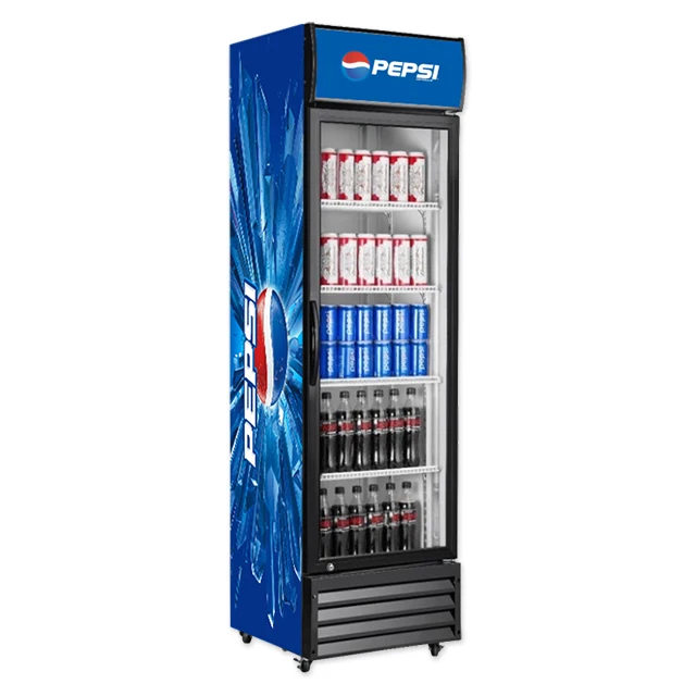 Retail Tall Energy Drink Finishing Flawless Glass Door Display Fridge Slim Beverage Display Cooler