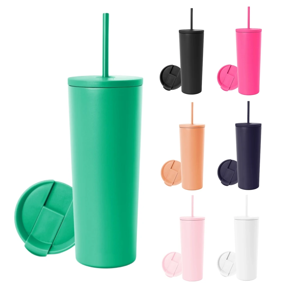 New launched stainless steel tumbler with straw thick double wall multi capacity cold keeping travel camping coffee mugs