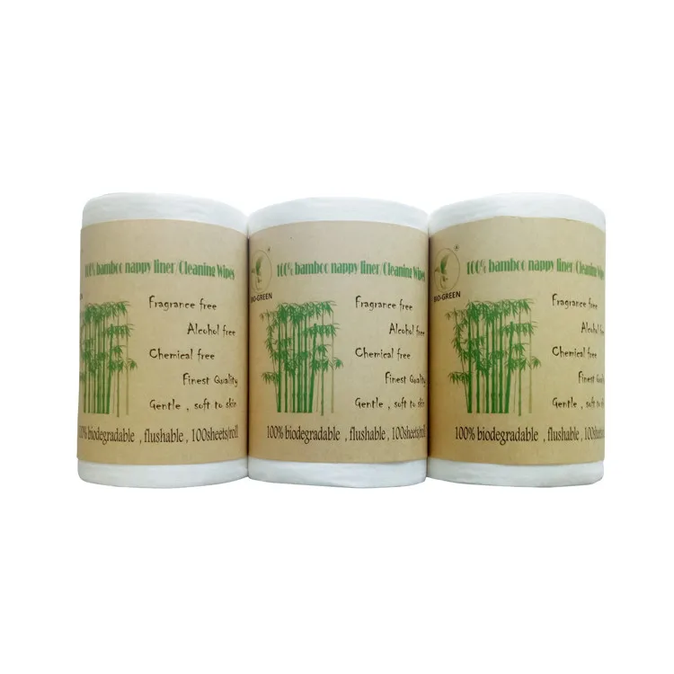 Baby Flushable Bamboo Disposable Biodegradable Diaper Liner with 3 rolls per carton