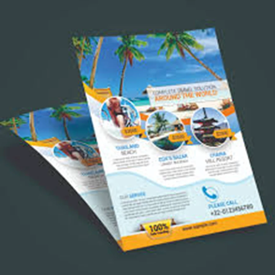Full Color Custom Size Magazine/Flyer/Leaflet/Booklet/Postcards Printing Service Thickness optional folded brochure for business
