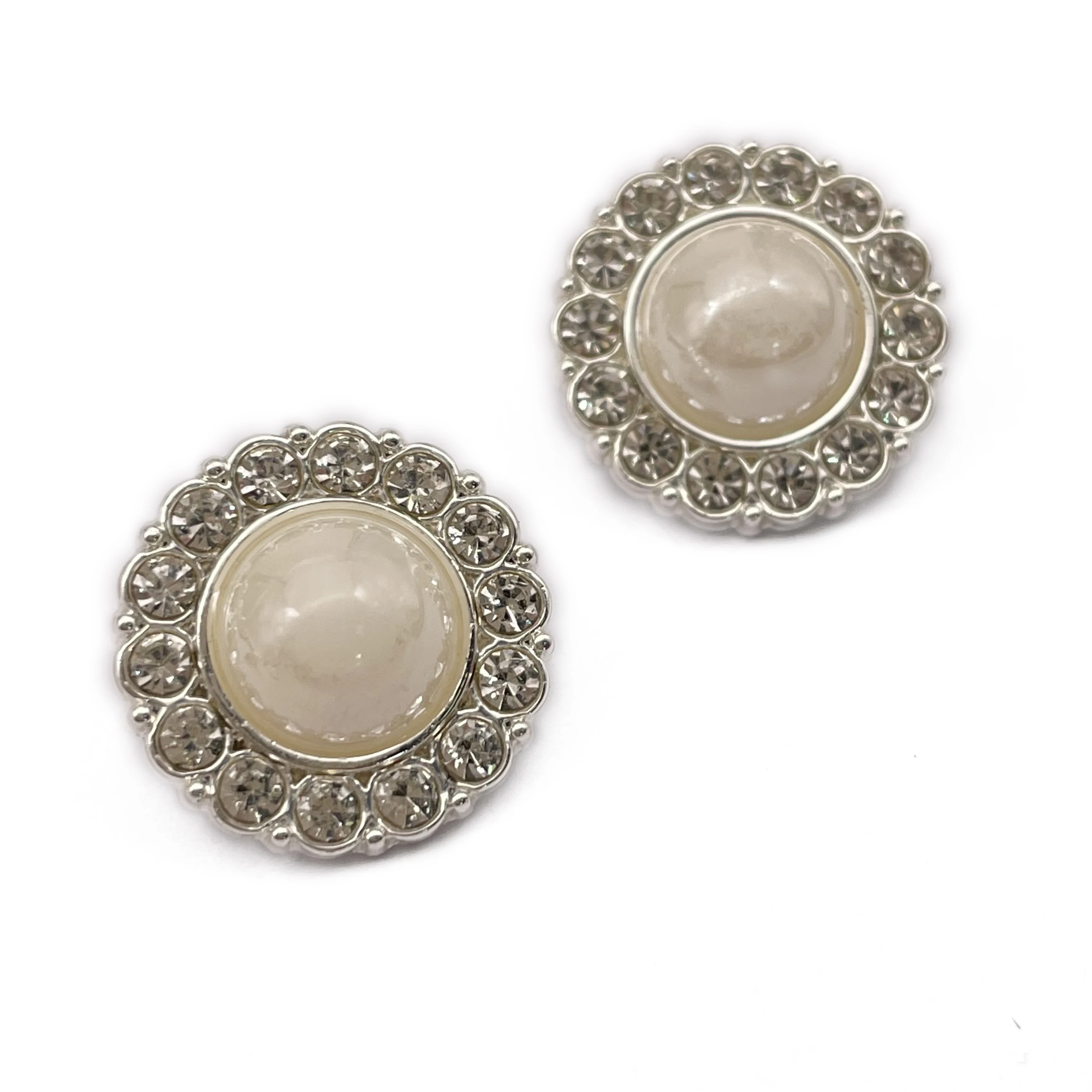 15mm Manufactures high quality metal Diamond pearl silver shirt button for clothing
