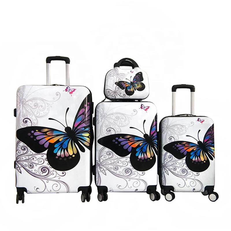 China Supplier Wholesale ABS+PC Travel Printed Luggage Set Customized Trolley Suitcase Set