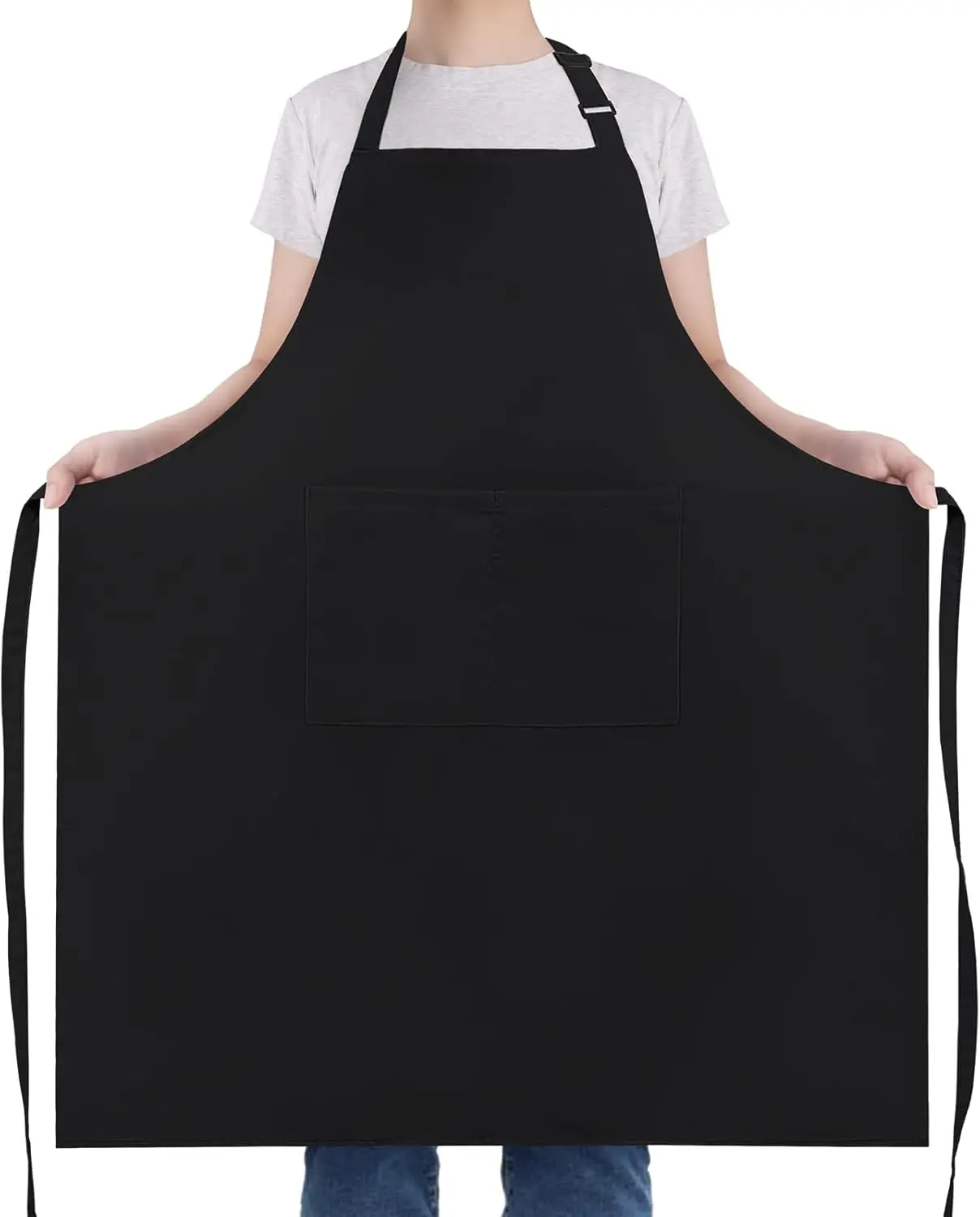 Extra Large Adjustable Black Chef Apron 2-Pocket Kitchen Cooking Aprons Men Women Water Oil Resistant Safety Clothing-1