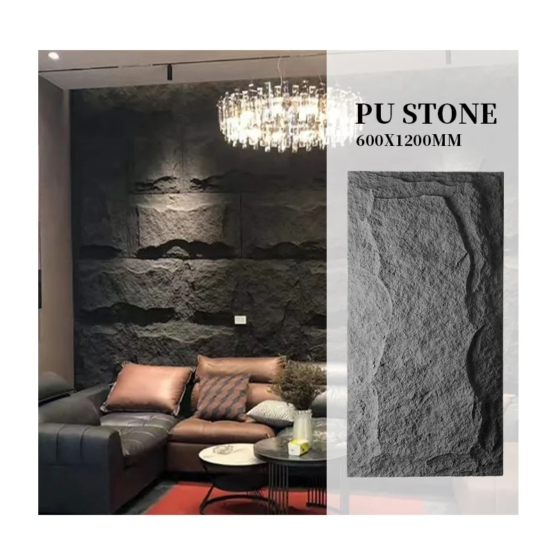 Pvc Raw Material Supplies Mushroom Faux Cultural Stone Panel 3d Pu Panel For Indoor Outdoor