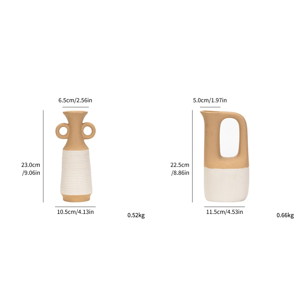 Modern Matte Frosted Double Ear Ceramic Vase Home Decor Gift Room Decoration