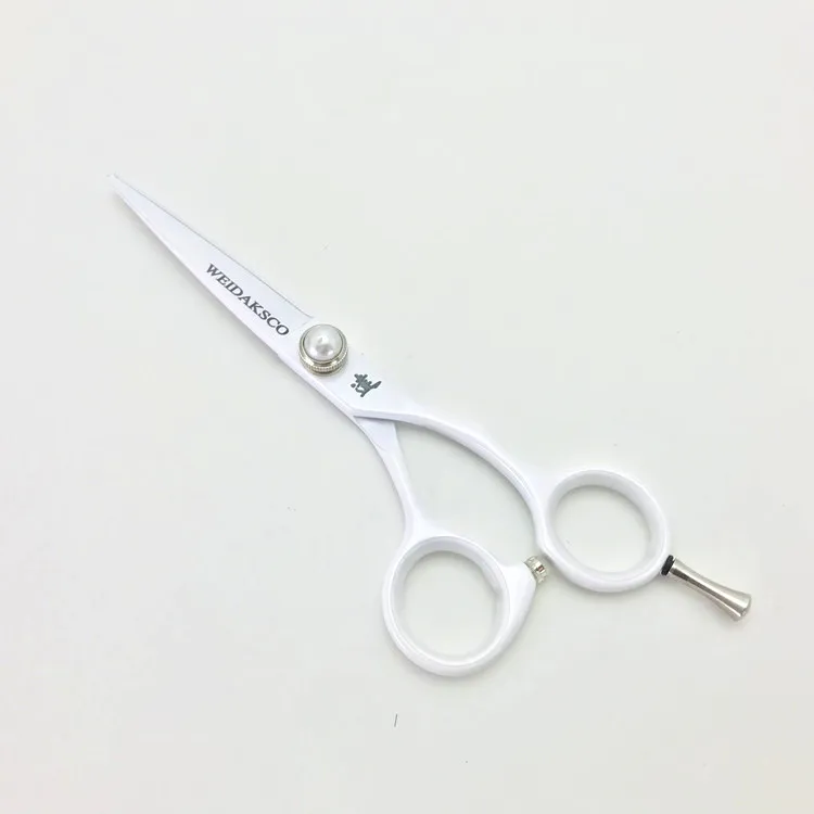 AK34W 5,5 дюймов белый цвет титан покраска Титан ручка для покраски Парикмахерские ножницы набор ножниц жемчужные Драгоценности винт 440