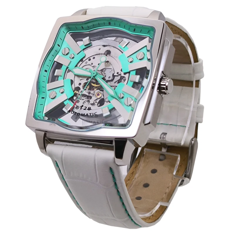 Oem 316 stainless steel case and the transparent caseback leather strap wrist luxury watch for men