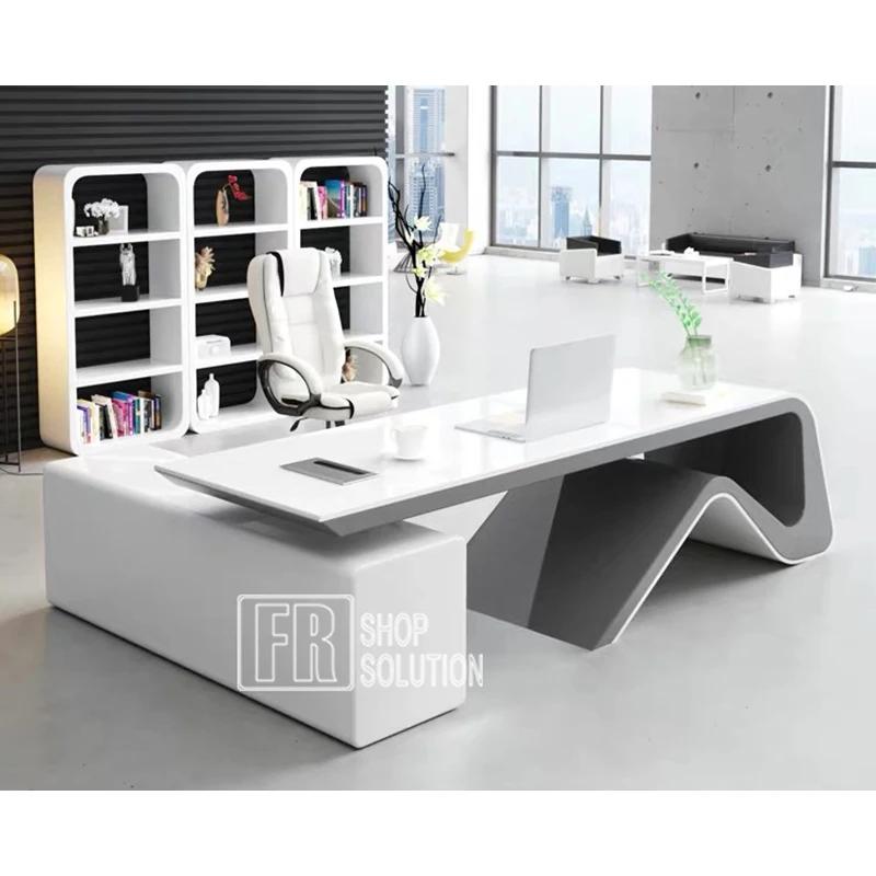 Modern Luxury Baking Painting Office Workstation Working Writing Desk Table for sale