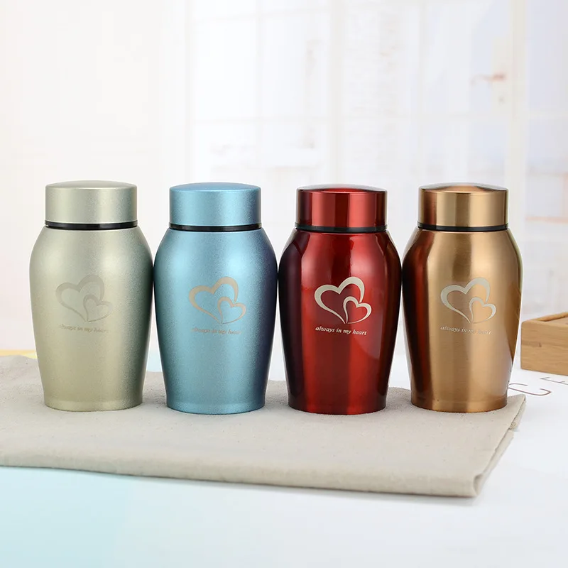 Gold/Silver Stainless Steel Urns Pet Dog Cat Bird Hamster Cremation Ashes Souvenir Coffin Ashes Pet Memorial