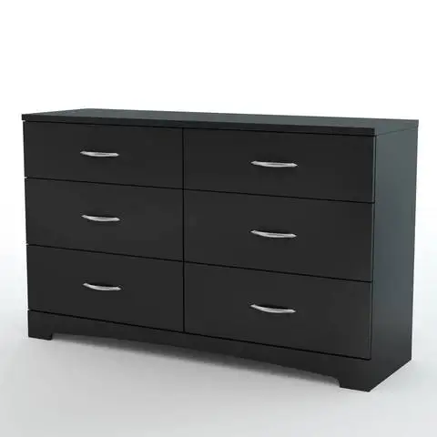 Bedroom Furniture Antique Wood Black 6 Drawer Double Dresser