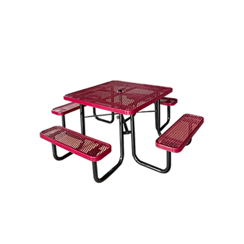 outdoor portable square table picnic table with bench modern dining table set for Tourist Attraction
