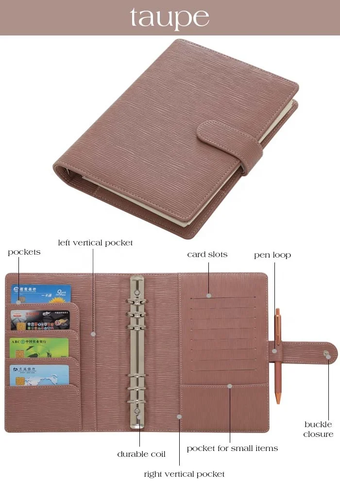 Etsy Best Leather Hardcover A5 Ring Budget Binder with Pockets for Receipts & Snap Closure as Photo Album & Daily Planner Covers
