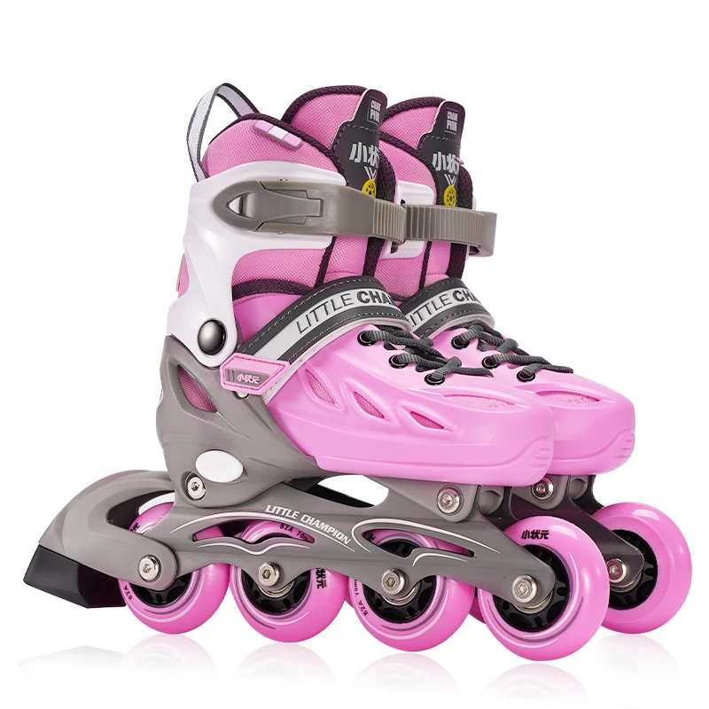 High quality cheap price Children 4 PU flashing wheels size adjustable quad skating shoes  inline skates
