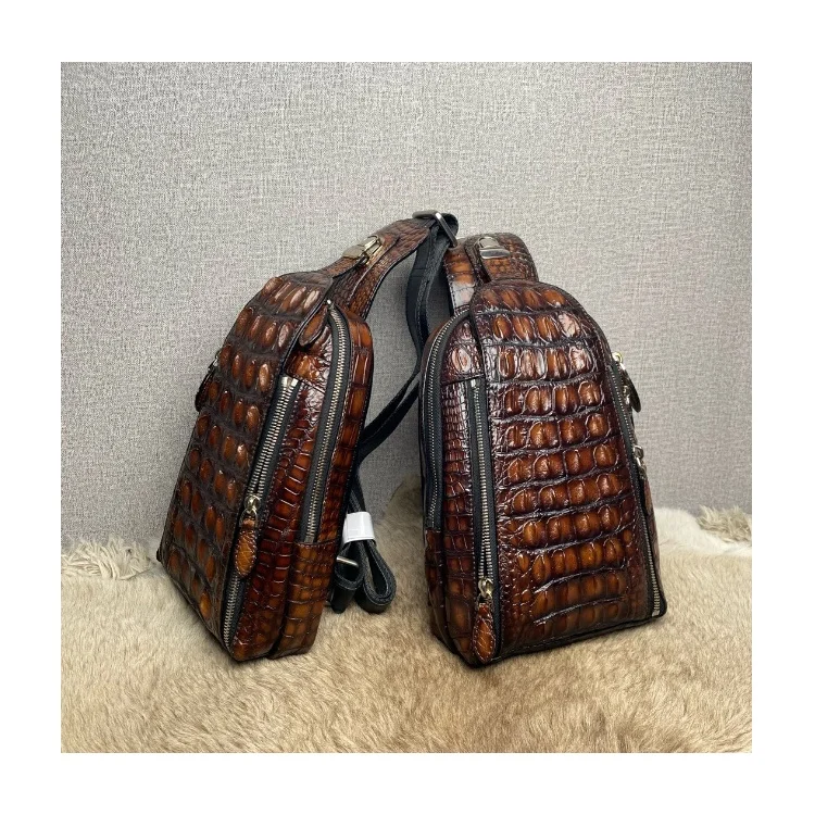 Новое поступление уникальный стиль высокого качества на заказ экзотический натуральная крокодиловая кожа кожаный рюкзак для мужчин