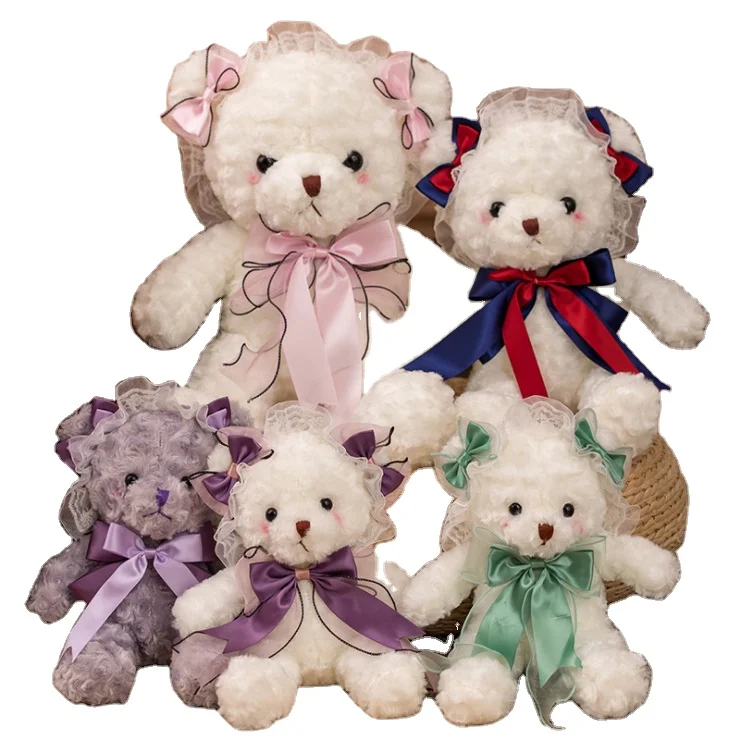 YIWU ALLSHINE 30/40/50cm Kids Toys Birthday Christmas Gift Stuffed Animal Toys Teddy Bear Lolita Lace Silk Ribbon Teddy Bear