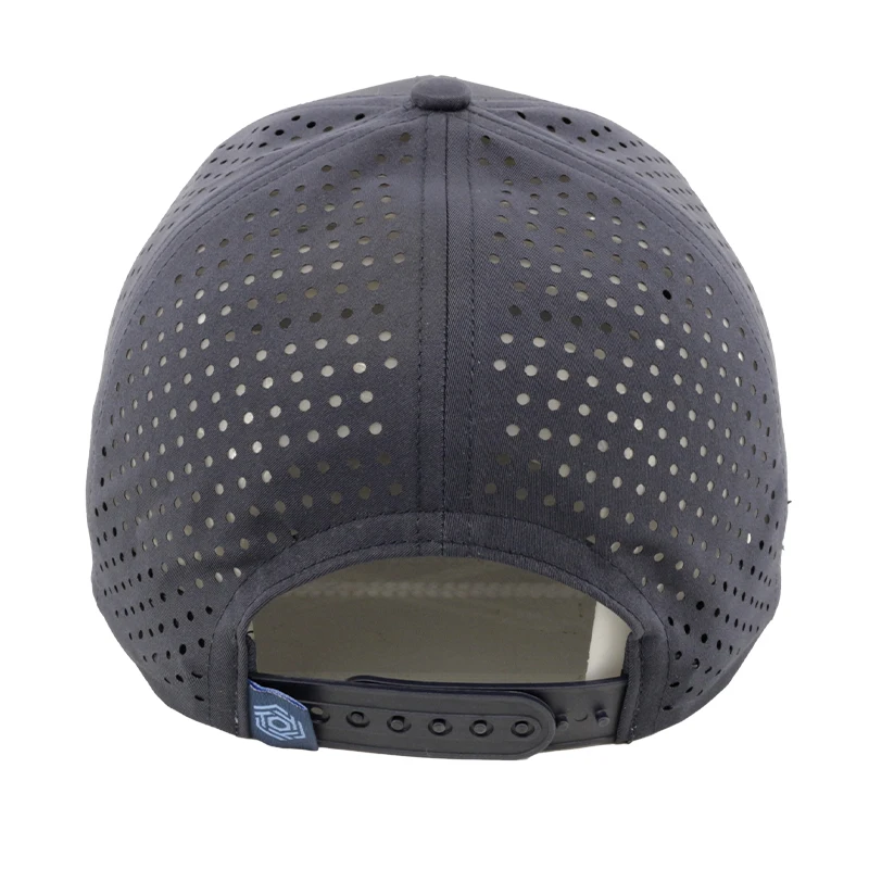 Custom PVC Logo 6 Panel Waterproof Laser Cut Hole Performance Hat Baseball Cap For Men