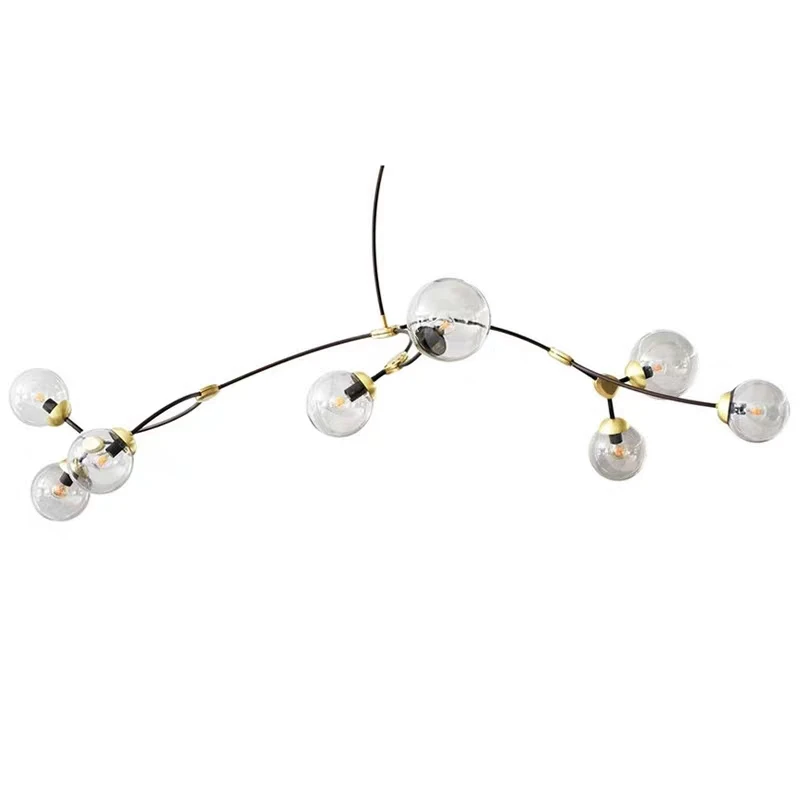 Modern style black Iron italian glass balls light nordic metal pendant lamp for home hotel