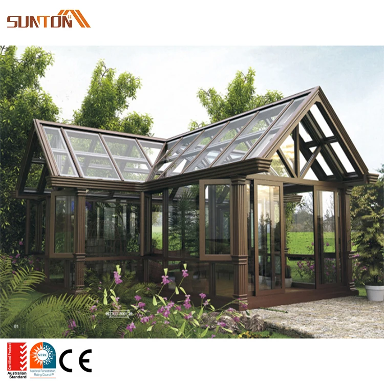 Custom outdoor metal aluminium sunrooms glasshouse set design modern winter garden aluminum frame glass sunrooms & glass houses