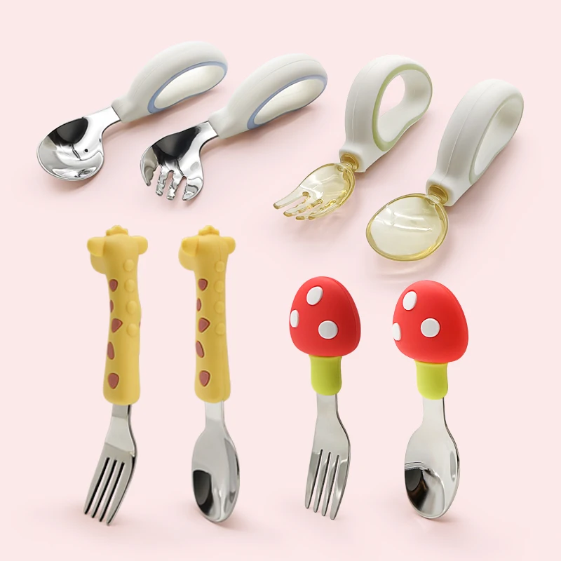 Детские столовые приборы, набор ложек и вилок, другие дорожные Чехлы, детские столовые приборы для обучения детей, чтобы кормить детей ложками и вилками