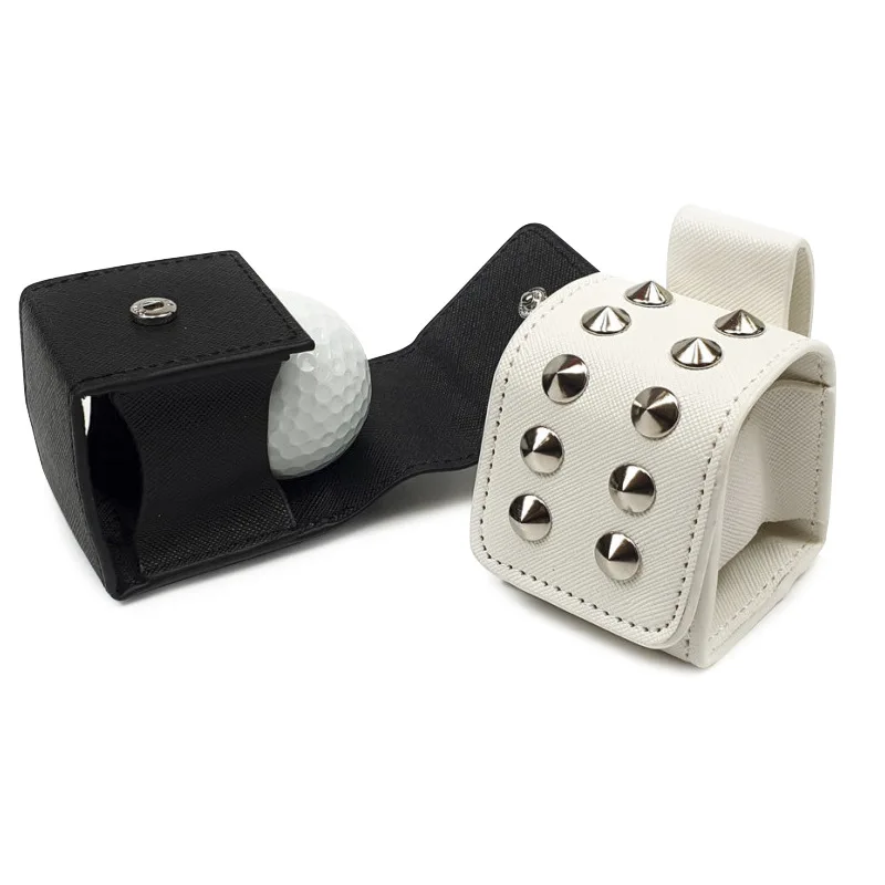 Promotional rivet one ball golf ball pouches customized strong magnet golf PU synthetic leather balls bags