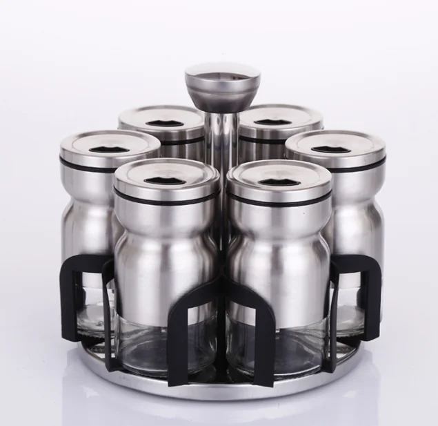 Stainless steel seasoning bottle 6-piece spice rack household spice rack organizer