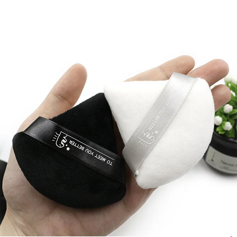 Black Color White Color Microfiber Arc-shaped Triangle Loose Velvet Sponge Makeup Powder Puff