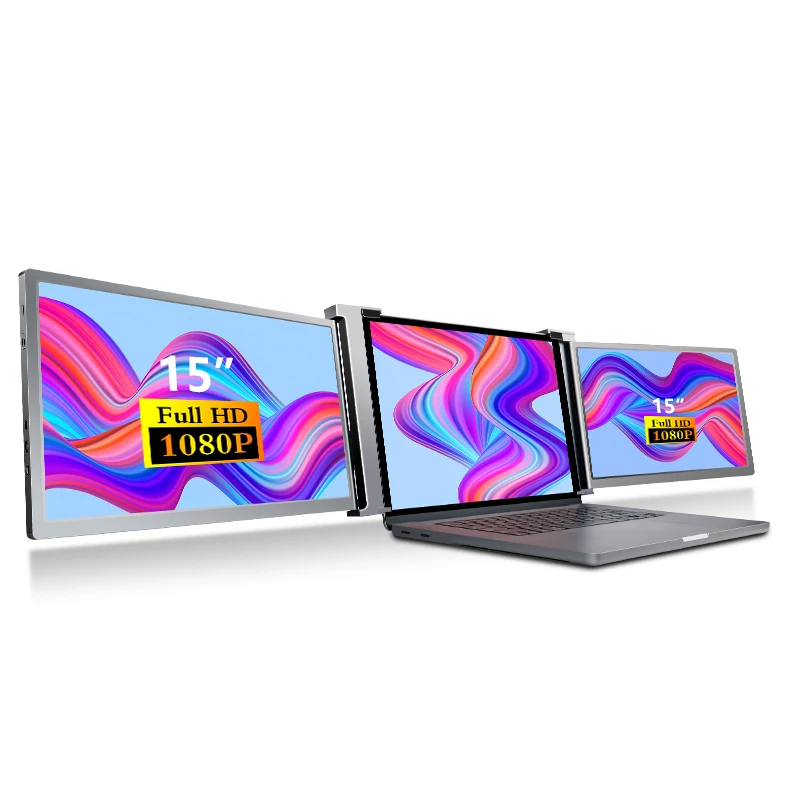 2022 New ODM OEM support HDR 1080P IPS 15 inch portable triple monitor laptop