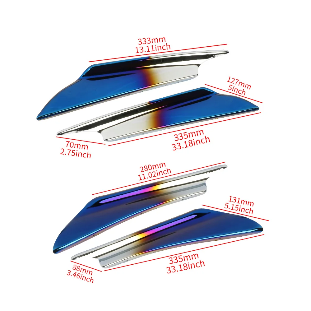 Burnt blue finish  Front Bumper Lip Splitters Stamping Fins Spoiler Bumper Shark Fin Wind Blade Spoiler Antenna