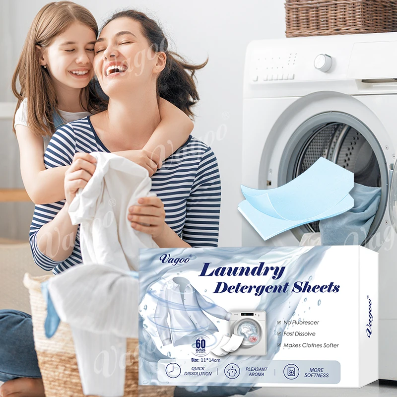 Laundry Detergent Sheets 60 Loads Soap - Plastic-Free Liquidless Washing Suit for Travel Camping Eco-friendly