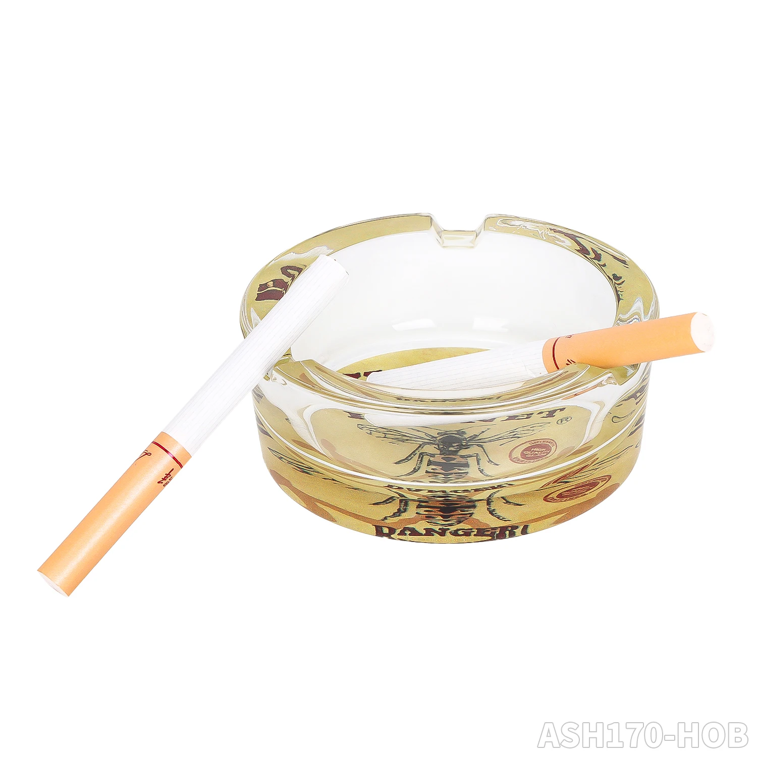 Wholesale Classic Hornet Glass Ashtray Cigarette Ashtray Supports Customized 85mm Round Shaped Ashtray