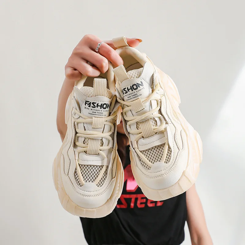 Women Sneakers Flat Platform Shoes Height Increasing Genuine Leather Fashion Casual Shoes Breathable Thick Bottom Ladies Shoes