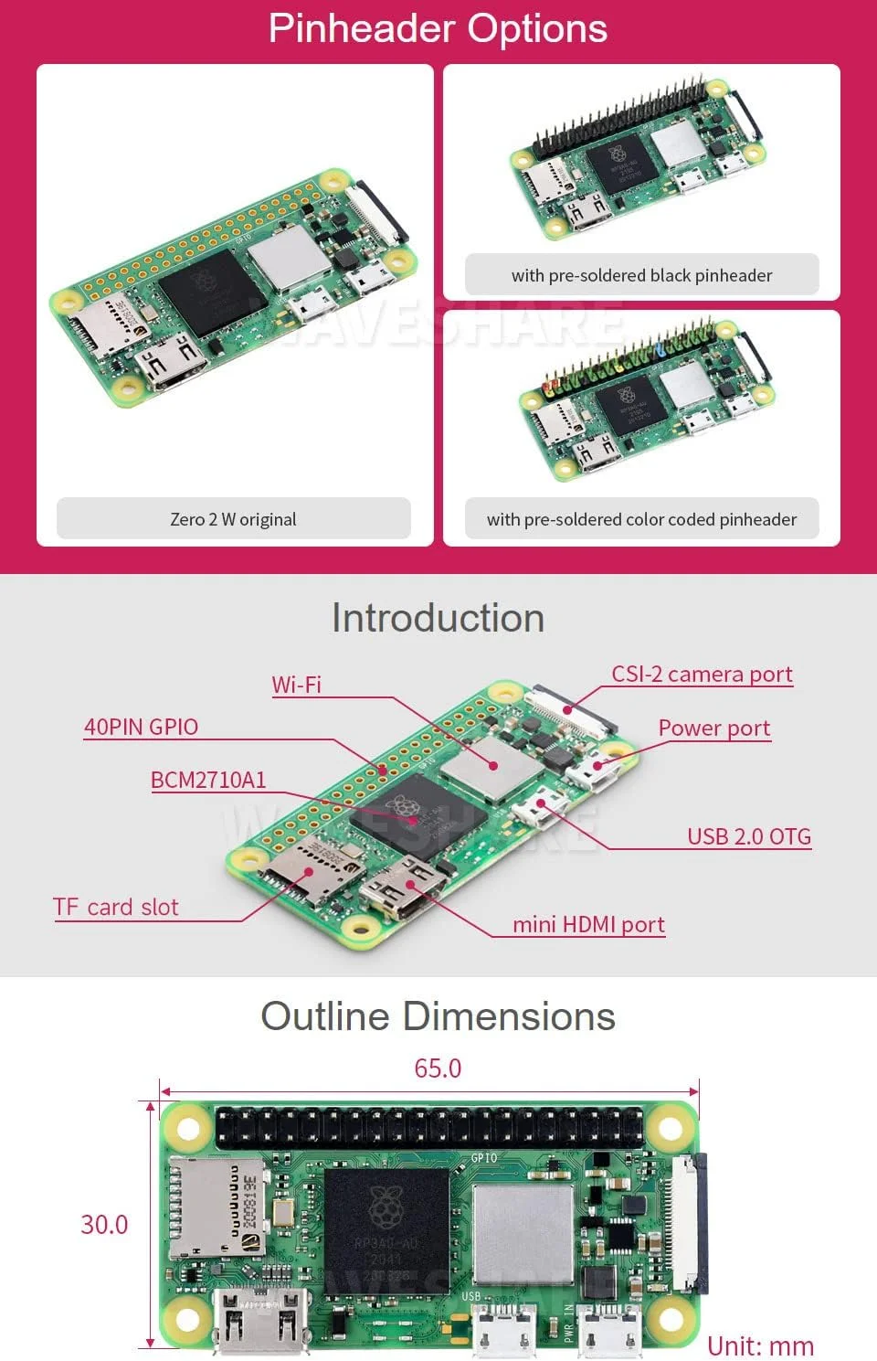 (BOCHUAN Best Price)Raspberry Pi Zero 2 W with Pre-soldered Headers