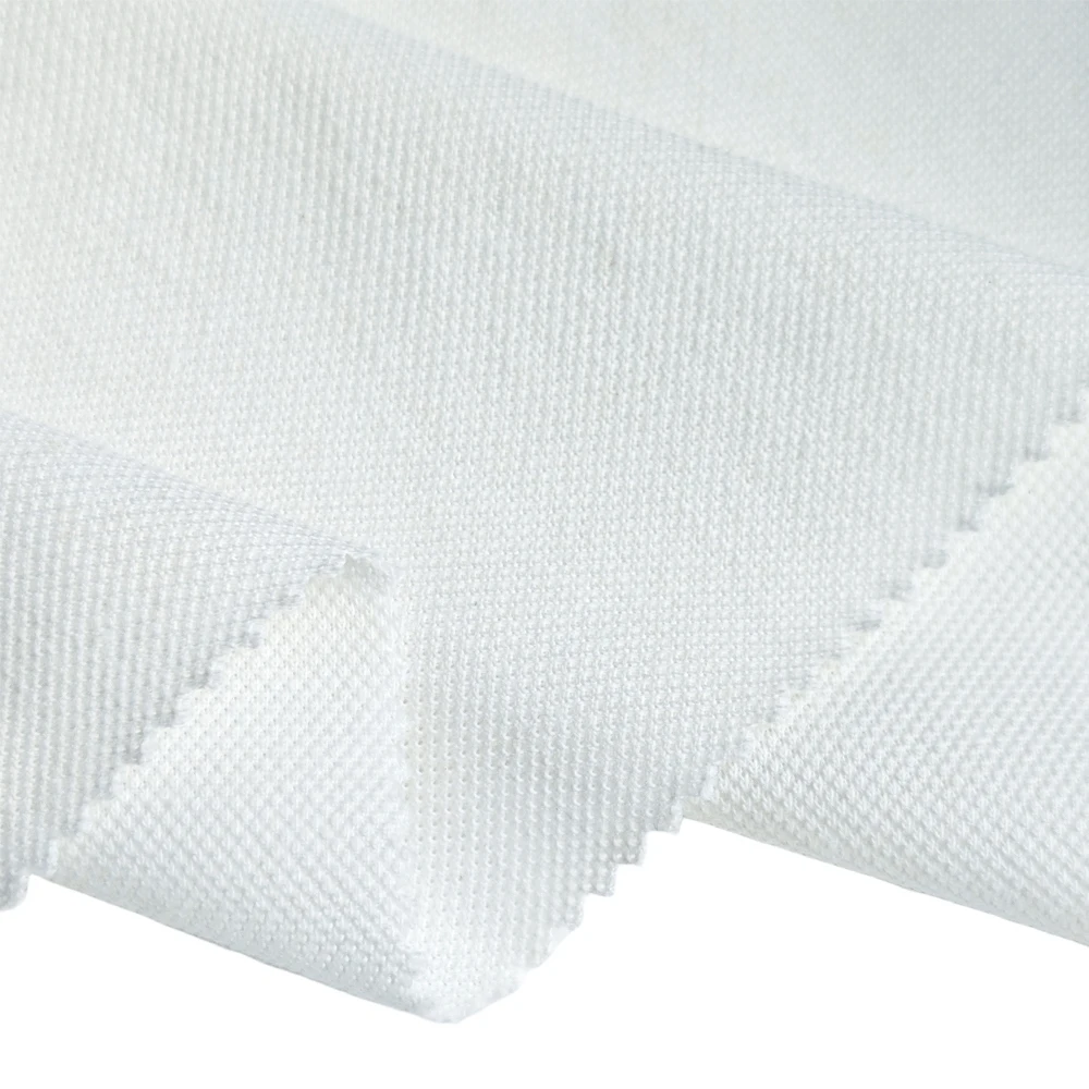 Wicking Breathable 200GSM TC 85/15 Polyester Cotton White Mesh Pique Fabric For Men Polo T-shirts Uniform