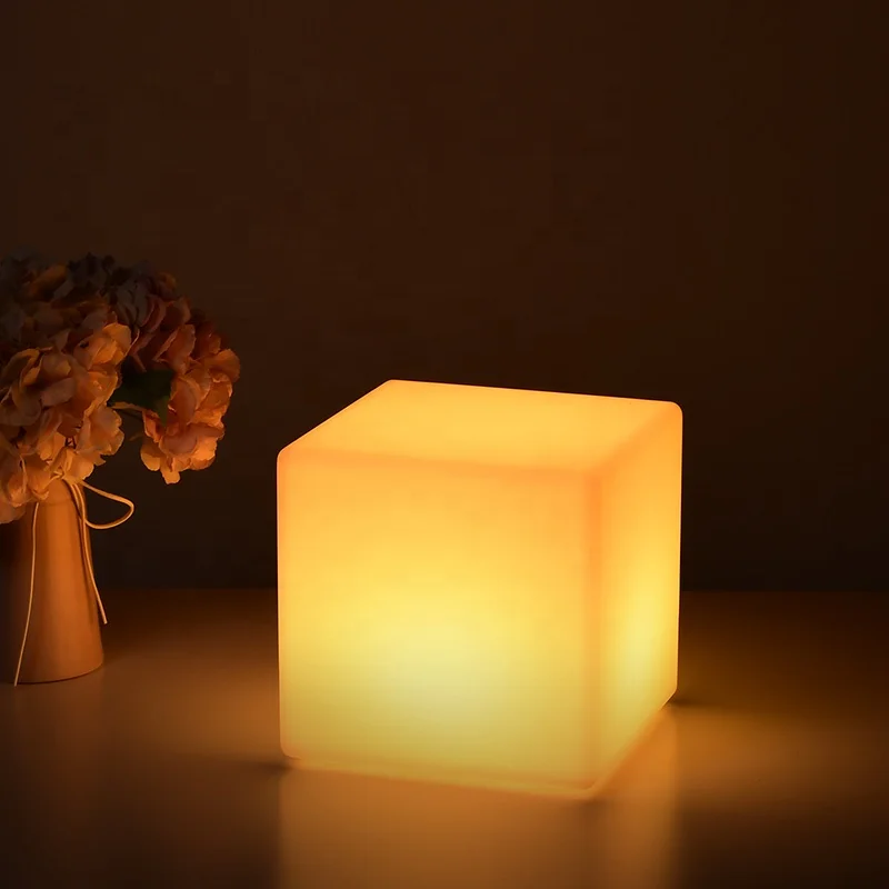 Dynamic Multi-color RGB LED Indoor Outdoor Waterproof Cube Table Lamp for Home Decoration