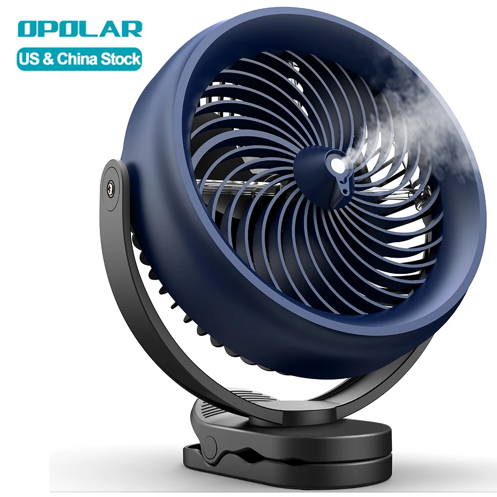 OPOLAR 8 Inch 10000mAh Rechargeable Misting Fans 2 Modes Mist Output 200ml Water Tank Portable Mist Cordless Fan with Clip