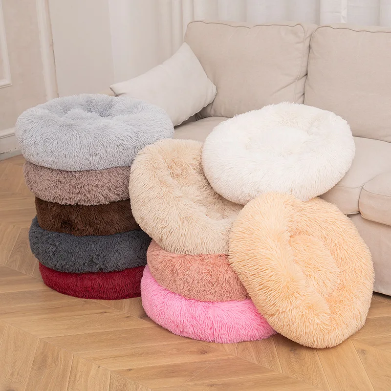  AIDI Free Sample OEM/ODM Soft Donut Washable Fabric Cuddler Furry Cat Dog Cushions Hundebett Calming Luxury Pet Bed For