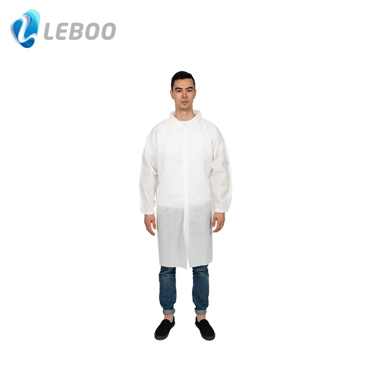 
High performance CE and ISO approved Disposable Lab Coat With Velcros hook&loop 