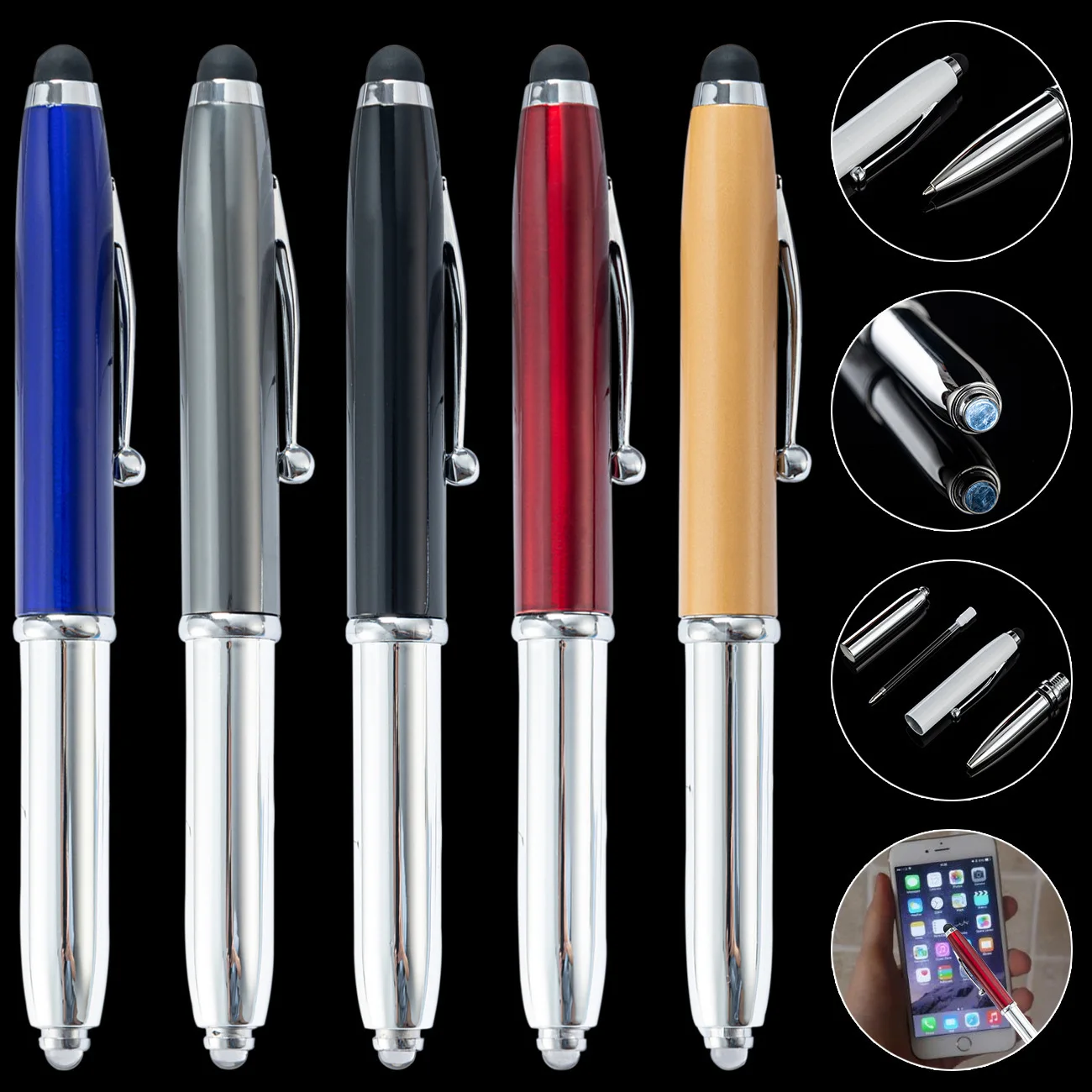 2022 Popular 3 in 1 Pen with Light Led and Stylus Customized Led Laser Light Up Ball Ballpoint Pen