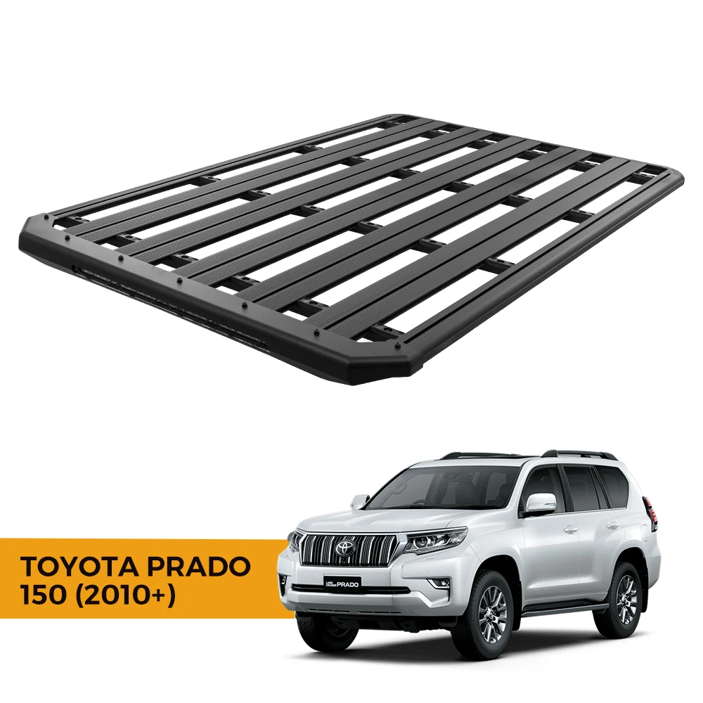 Aluminum Alloy Roof Rack Platform Rooftop Cargo Carrier In Built 28inch Led Light Bar For Toyota Prado 150 2010+
