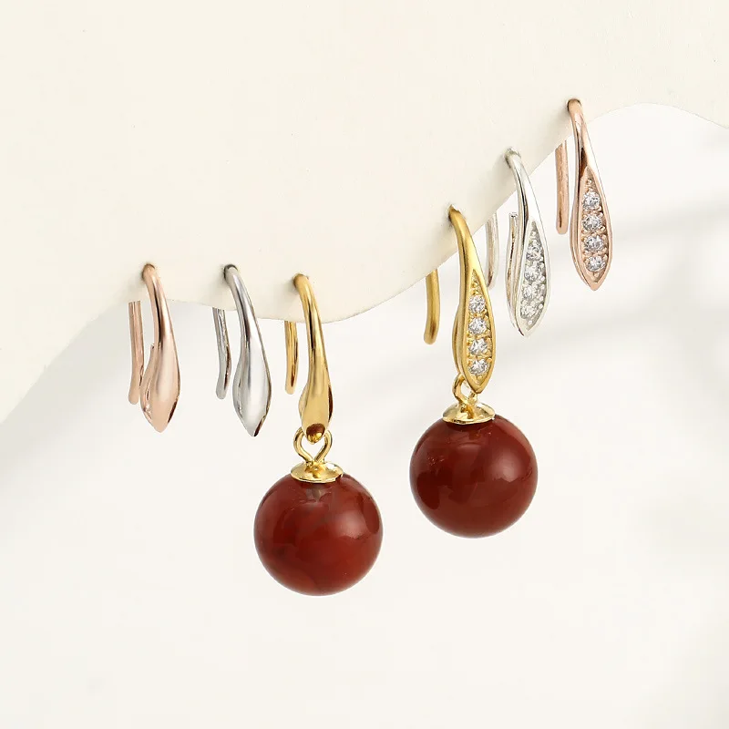 18K Gold & Sterling Silver Safety Buckle Earrings Universal Earhook Empty Bracket Small Hanging Hole DIY Free Pendant Accessory