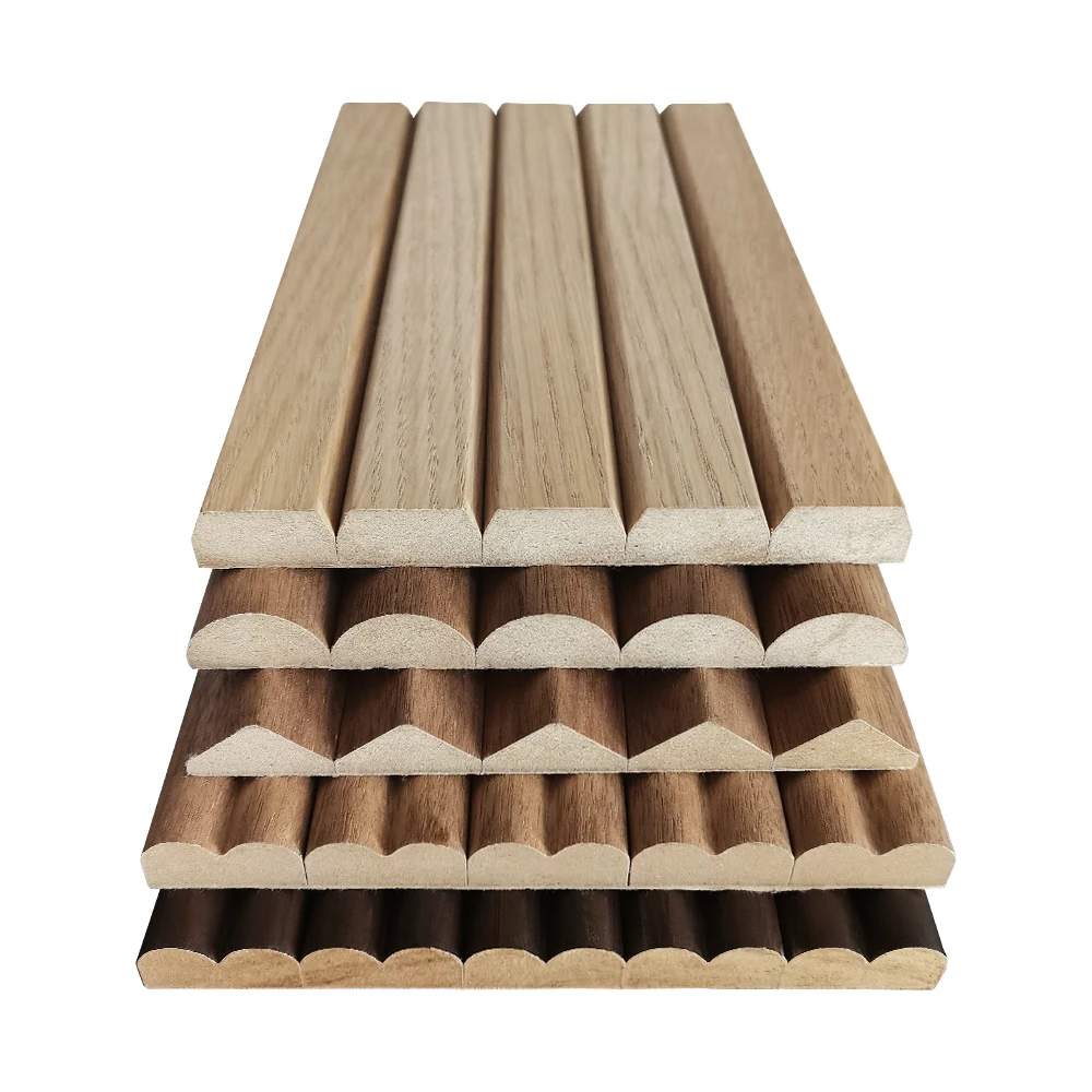 Veneered Surface 13mm Flexible Fluted MDF Wall Panel Back Kraft Paper Slats Meticulously Attached Interior Decoration Wall Panel