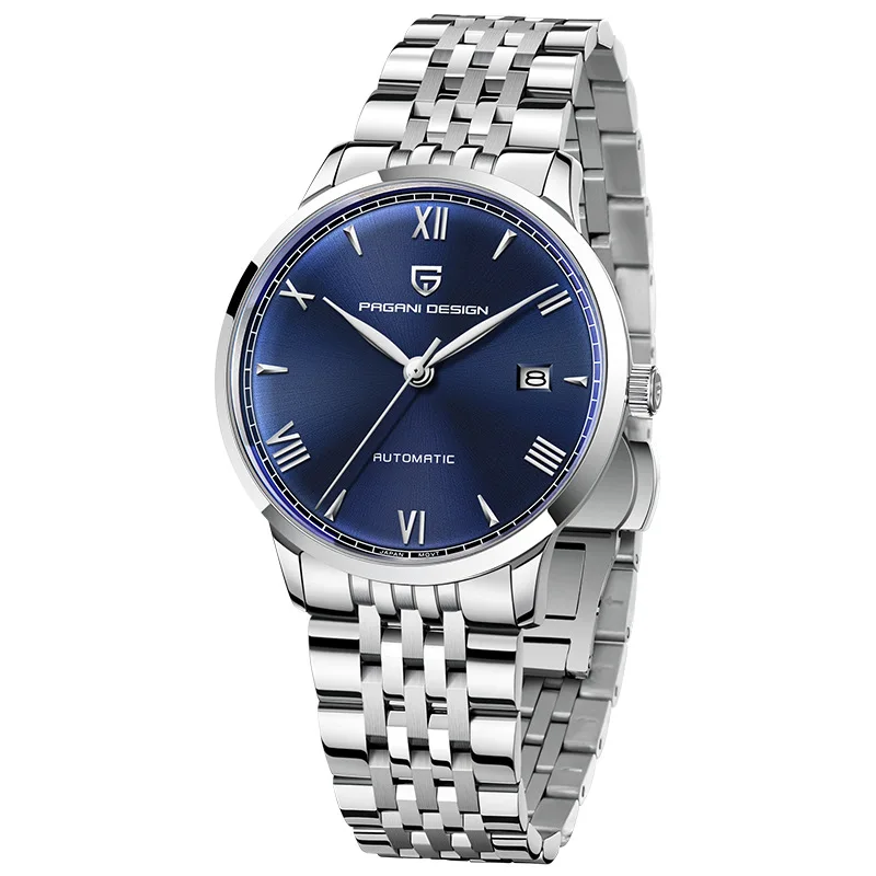 Pagani design 1759 classic Simple men mechanical watch Luxe Stainless steel band water proof calender iced out  business watch