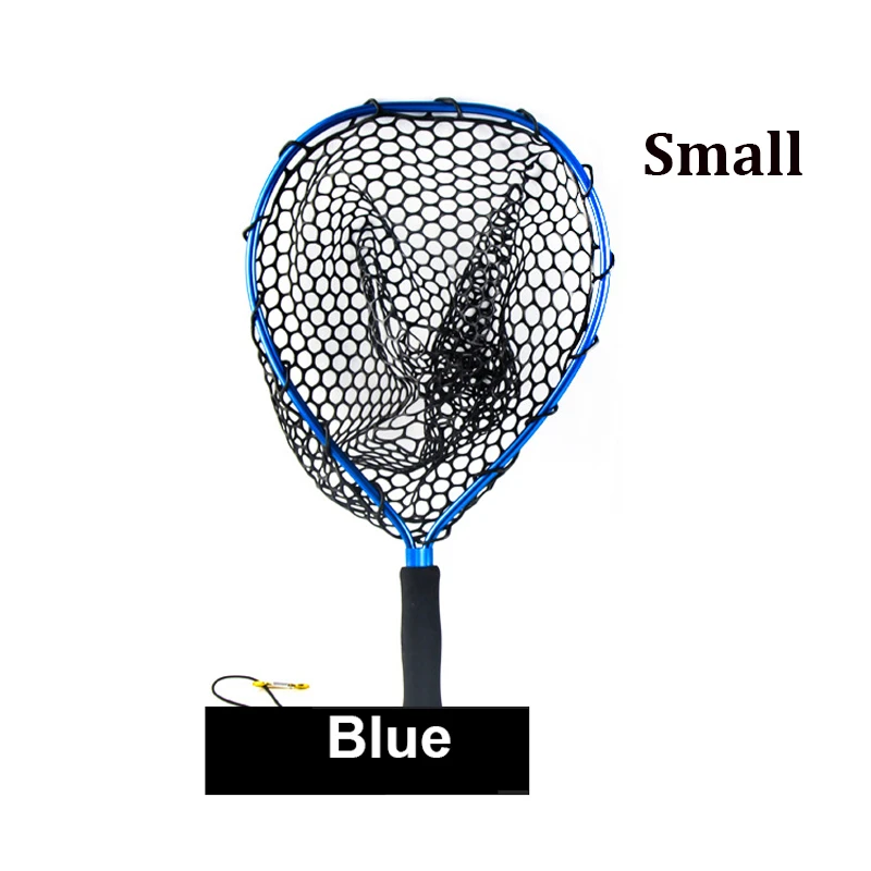 48*30cm comfortable handle portable soft mesh fly fishing rubber landing nets